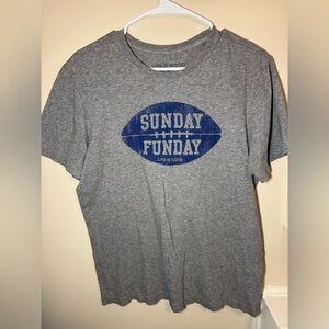 Life Is Good Gray 'Sunday Funday' Football T-Shirt Small